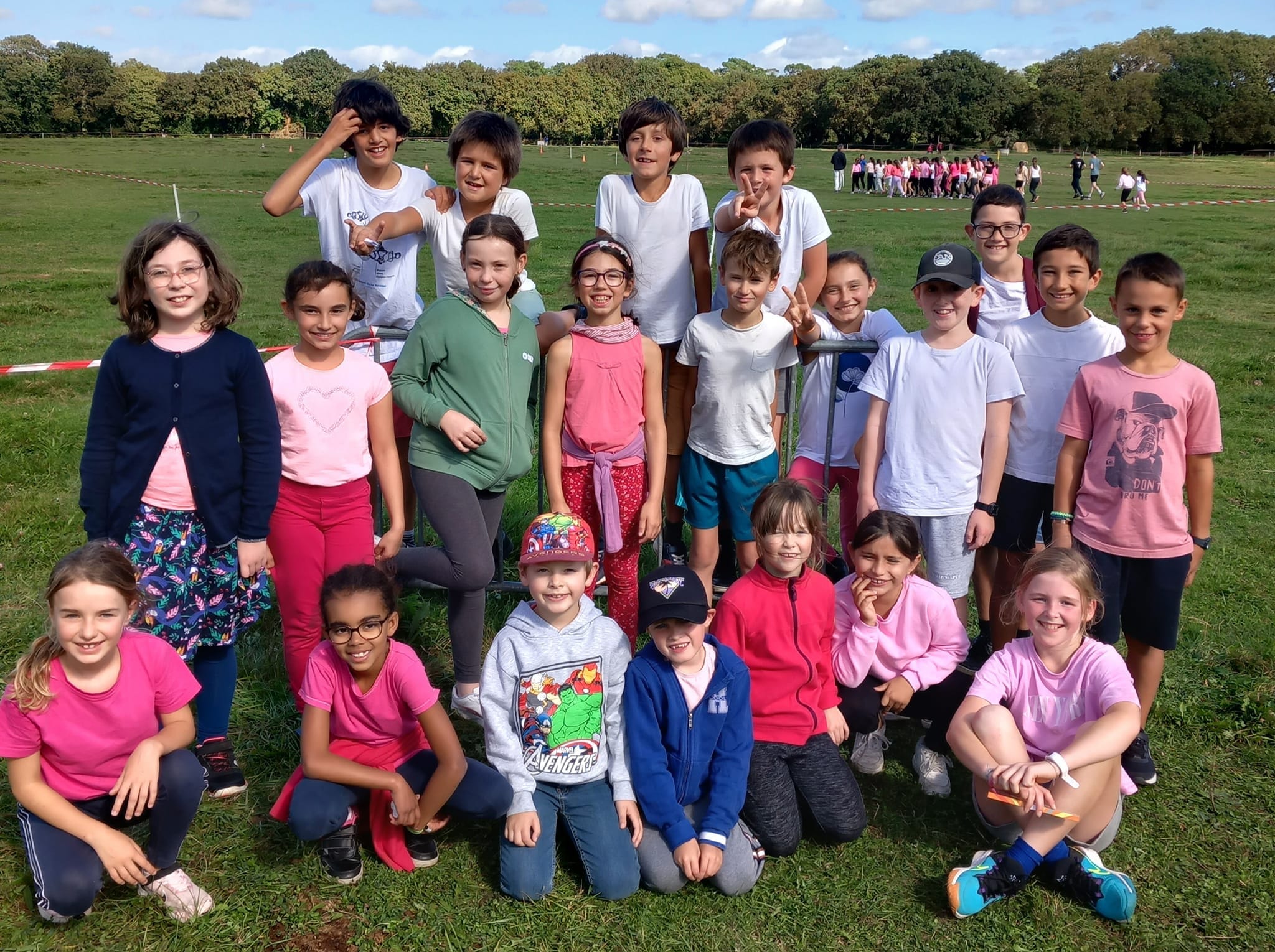 La classe de primaire de l'école Saint-Tudy au cross